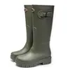 Botas de Lluvia Estilo Coreano para Mujer Suela Gruesa Antideslizantes Botas Rojas de Caña Alta de Moda para Uso en Exteriores Camping Zapatos Impermeables Senderismo por Arroyos Recolección en la Playa Zapatos de Goma