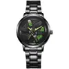 Novo Estilo Vazado Criativo Tecnologia Negra Relógio Masculino de Pulseira de Aço com Anel Interno Rotativo, Relógio de Quartzo para Comércio Exterior Transfronteiriço