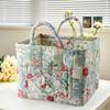 Cesta de Almacenamiento de Tela Estilo Hogareño Pastoral Coreano Transfronteriza para Ropa y Artículos Varios, Patrón Floral con Asa para Almacenamiento de Ropa Interior