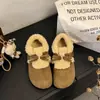 Zapatos Birkenstock Retro que Aumentan la Altura Suela Gruesa Temperamento Mujer 2026 Estilo Coreano Otoño Invierno Nuevos Zapatos de Algodón Gruesos y Cálidos