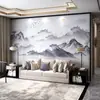 Papel de parede moderno minimalista estilo chinês novo pintura a tinta paisagem concepção artística Tecido de parede 18d sala de estar quarto parede de fundo de TV papel de parede