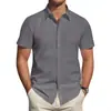 Camisas al por mayor de fabricante Verano Juvenil Casual de negocios Color liso Cárdigan simple Delgado de manga corta Ropa formal profesional