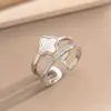 Anillo de Zirconia Bañado en Oro Real, Femenino, Gama Alta, Abierto, Ajustable, Anillo Super Brillante, Estilo Popular Simple de Instagram