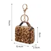 Bolsa Quadrada Pequena Estampa de Leopardo Retrô, Crina Sintética, Porta-Moedas Versátil, Estojo para Fones de Ouvido, Pingente de Chaveiro Decorativo