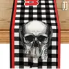 Amazon Novo Caminho de Mesa de Halloween Decoração de Caveira Estampa Criativa Caminho de Mesa de Linho Mesa de Jantar Toalha de Mesa