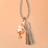 Colgante de calabaza lacada estilo chino tradicional con borlas, llavero, artículo decorativo, cuentas de oración, accesorio para cadena de teléfono