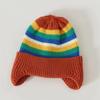 Gorro de Invierno para Bebé Berenjena Coreana de Oso Gorro de Lana Tejida para Niños Berenjena de Color Sólido Gorro de Invierno para Protección de Orejas de Bebé C