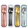 Juego de cubiertos de acero inoxidable de Amazon transfronterizo de 4 piezas Cubiertos occidentales Cuchillo, tenedor y cuchara Juego de tres piezas de cubiertos portátiles para exteriores