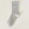 Calcetines de Punto Fair Isle de Longitud Media para Mujer, Estilo Nuevo Otoño e Invierno, Calcetines de Algodón Blancos con Lazo de Corazón y Rizo, Estilo Coreano con Zapatos y Calcetines Birkenstock