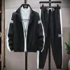 Traje Casual Transfronterizo para Hombre Primavera y Otoño Ropa Deportiva Conjunto de Dos Piezas Moda Coreana Chaqueta Abrigo Tendencia en Vivo