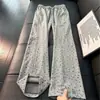 Pantalones de chándal casuales con estampado completo color café melanoid para hombre, Otoño, Marca de moda, Estilo perezoso, Caída, Pierna recta, Holgados, Pierna ancha