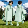 Capa de chuva grossa infantil para meninos e meninas, adequada para crianças mais velhas e alunos do ensino fundamental, proteção total contra chuva com espaço para mochila