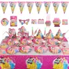 Conjunto de Talheres de Mesa para Festa de Aniversário de Seis Princesas Prato de Papel Guardanapo de Papel Copo de Papel Faca Garfo Colher Bandeira Puxada Decoração de Bandeirolas Suprimentos