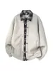 Sudadera cárdigan de dos piezas a cuadros tipo patchwork estilo americano para hombre, nueva marca de moda 2026, prenda exterior casual holgada versátil para hombre