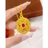 Pingente Budista de Quatro Folhas em Filigrana Recortada, Dourado de Areia Vietnamita Antigo com Inlays de Diamantes, Nova Joia Pingente Dupla Face Chinoiserie Que Não Desbota por Muito Tempo