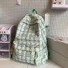 Japonês ins estilo artístico fresco xadrez mochila estudante do campus do ensino médio mochila feminina de outono e inverno mochila de viagem