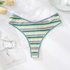 Ropa Interior de Algodón Puro para Mujer con Rayas de Arcoíris de Color Contrastante para Chica Sexy, Tanga de Cintura Baja, Algodón Puro Transpirable