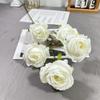 Rosa de ensueño de cinco cabezas rama única rosa redonda arreglo floral coreano para boda flor de seda arreglo floral fresco para salón de bodas pared flor de seda