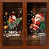 Decoraciones de Ventana de Centro Comercial Feliz Navidad Letras Inglesas Lazo de Cinta Roja Copo de Nieve Dorado Pegatinas Electrostáticas