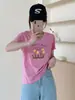 Top Casual Versátil de Algodón con Textura de Copo de Nieve para Mujer, Manga Corta, Manga Enrollable, Ropa para Mujer Shisanxing al por Mayor en Stock