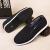 Caixa Sapatos de Inverno Masculinos Sapatos de Pano Old Beijing Slip-ons Masculinos Solado de Tendão de Boi Respirável Cano Alto Temporada Mais Veludo Preto Sapatos de Algodão