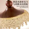 Lustre Vintage Ajustável Estilo Francês para Sala de Jantar, Luminária Pendente Longa para Bancada de Bar, Luminária Pendente Retrô Cor de Nogueira em Formato de Gota d'Água para Quarto ao Lado da Cama