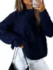 Suéter de tricô casual solto liso de cor sólida novo europeu e americano para mulheres, outono e inverno, gola redonda, tamanho grande, suéter de tricô com tranças