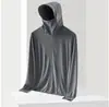 Chaqueta de verano fina de seda de hielo para hombre con protección solar, cortavientos exterior elegante, abrigo con capucha de alta calle americana para protección solar
