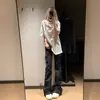 Jeans de Trabajo Retro de Calle Americana con Tirantes para Mujer, Pantalones Rectos Ajustados Delgados para Hombre