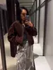 Para Exportación Transfronteriza Spot 2025 Chaqueta de Mujer Otoño Cremallera Gamuza Cuello Alto Manga Larga