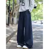 Calça esportiva larga de perna larga estilo americano, com bordados de verão, resistente, calça de moletom da moda para homens, calça casual de perna reta com bom caimento