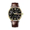 1 pieza Reloj de Hombre Calendario Semana Impermeable Acero Inoxidable Esfera Grande Negro de Negocios Cuarzo