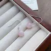 Ganchos de Orelha em Prata Esterlina S925 com Cristal Rosa Natural, Brincos Femininos, Frescos e Versáteis, Brincos Novo Estilo Chinês, Brincos Simples