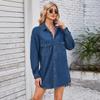 2026 Ropa Nueva de Mujer Transfronteriza Europea y Americana Primavera y Verano Amazon Vestido de Mezclilla Lavado Retro de Manga Larga de Longitud Media