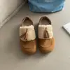 Zapatos de Peluche Birkenstock de Moda para Aumentar la Altura para Otoño e Invierno, Mocasines Planos Retro de Gamuza con Suela Gruesa, Mocasines para Mujer, Zapatos de Algodón