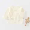 Camisa de verano para bebé de espalda descubierta, camisa de verano de algodón puro para bebé de espalda descubierta, top estilo monje para bebé de 0 a 3 meses