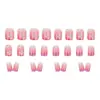 Uñas Postizas Usables Estilo Dulce y Elegante de Estudiante Manicura de Flor con Degradado Rosa Removible Uñas Postizas Usables 24 Piezas