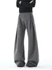 Pantalones de Lino Plisados Estilo Old Money en A para Hombre, Pantalones de Pierna Ancha Fluidos de Color Sólido de Marca de Moda para Verano, Pantalones Casuales de Corte Limpio hasta el Suelo