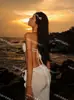 Estilo Pura Pasión Ins Top de Tubo Floral Traje de Baño con Abertura para Mujer Vacaciones en la Playa Bikini de Tres Piezas Semitransparente Falda Larga de Playa