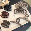 Pinza para el pelo simple con estampado de leopardo ámbar para la parte trasera de la cabeza de mujer Pinza para el pelo Pinza para el pelo de alta gama Pinza de tiburón Pinza para el pelo nueva Accesorio para el pelo