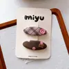 Clip BB de Tela Cuadros Estilo Coreano para Niños Flequillo Clip para el Cabello de Niñas Lunares de Dibujos Animados Lazo para el Cabello Anillo para el Cabello