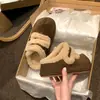 Zapatos Birkenstock de plataforma gruesa para aumentar la altura, de felpa, punta cerrada, para mujer, nuevo estilo 2026, otoño e invierno, pantuflas de algodón para la nieve, estilo perezoso, sin cordones