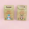 Caixa de doces de Natal nova transfronteiriça Saco de papel de flocos de neve em papel Kraft caixa de doces embalagem portátil saco de presente de doces atacado