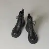 Botas estilo Martin com cadarço, botas curtas femininas, novo estilo outono e inverno, com sola grossa, salto grosso, estilo britânico retrô, botas curtas da moda, botas de motociclista