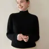Ideal para combinar con tops ~ Suéter de cachemir grueso y cálido de doble capa trenzado de alta gama para mujer con cuello semi-alto y base de punto de rombos