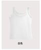 Camisola pequeña sin mangas con cuello cuadrado y hilo de seda helada para mujer, para verano, base blanca, corte ajustado, sin mangas, top delgado