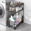 Estante de almacenamiento para baño, estante de almacenamiento de detergente para ropa de varias capas de pie, estante de almacenamiento móvil para huecos de inodoro y baño