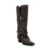 Botines con cremallera para mujer de comercio exterior transfronterizo, versátiles de otoño e invierno, tacón grueso, slip-on, puntera cuadrada negra, tacón medio, botas de montar para mujer