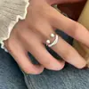 Anel Wrap Geométrico de Aba Larga da Moda para Mulheres com Anel Aberto Elegante Criativo Banhado a Prata S925 Anel do Dedo Indicador