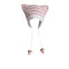 Corea del Sur Yabi estilo lindo orejas de gato rayadas sombrero de lana femenino otoño e invierno cálido estudiante jersey protección para las orejas sombrero tejido
